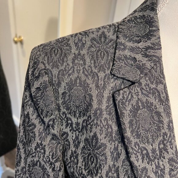 Jones NY Gray & Navy Jacquard Long Jacket/Dress Coat, Size 8 - Picture 4 of 16